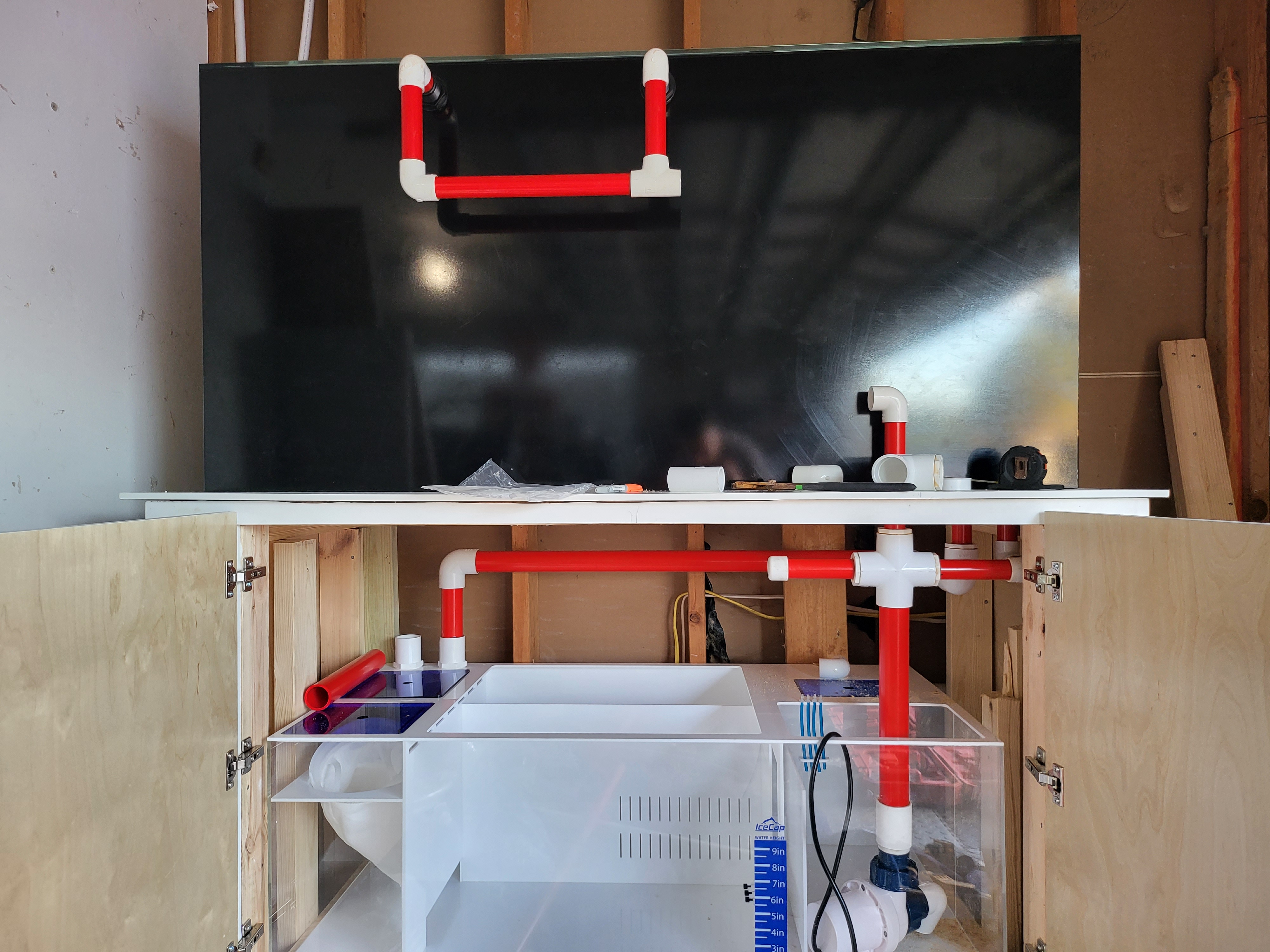 Behind-the-scenes filtration and support area for the installation